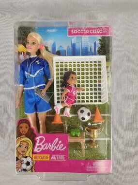 Barbie You Can Be Anything Soccer Coach Playset 2019 Careers Blonde Barbie NEW